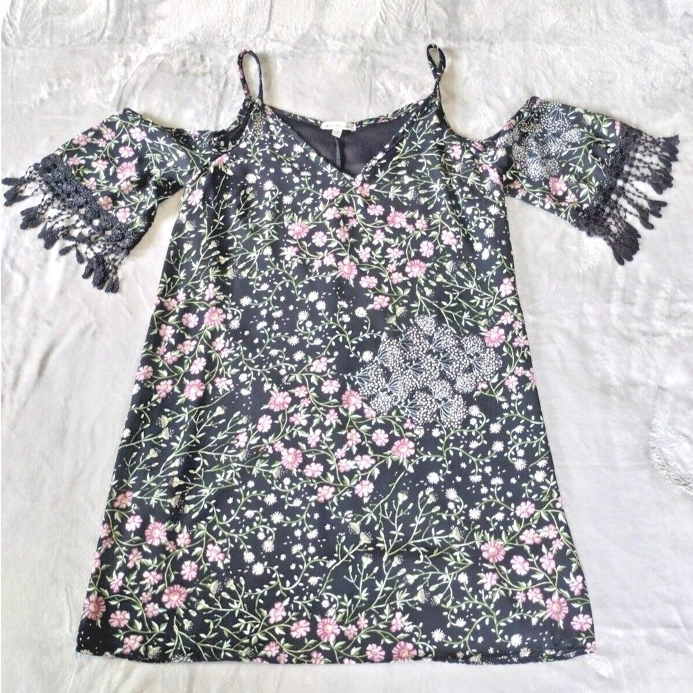 Charlotte Russe Dress Small Mini Crochet Fringe Dark Fairy Whimsigoth‎